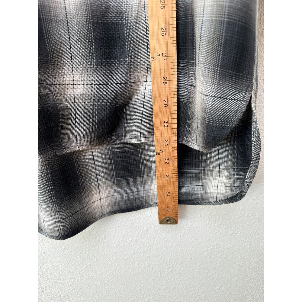 Adaptation Rose Embroidered Plaid Longline Shirt Dress Black White M - Picture 15 of 16